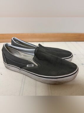Vans Slip-On Canvas Sneakers in Charcoal Gray